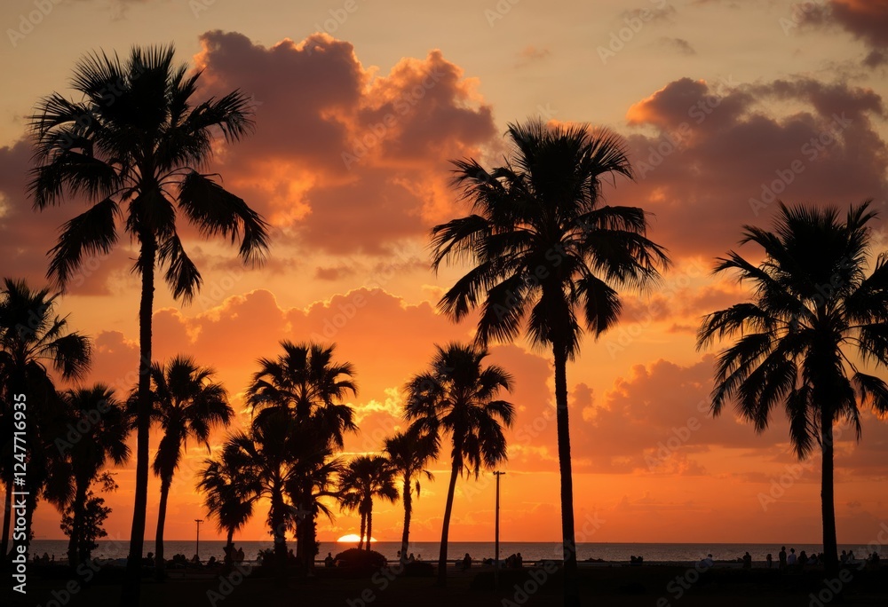 a sunset with palm trees and a sunset a sunset with palm trees and a sunset
