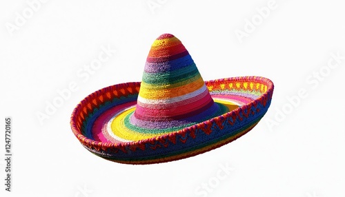 Colorful sombrero hat illustration with vibrant colors. Mexican traditional headwear design. Isolated on white background. Festive party accessory. Vibrant, colorful. Unique, stylish design. Ideal