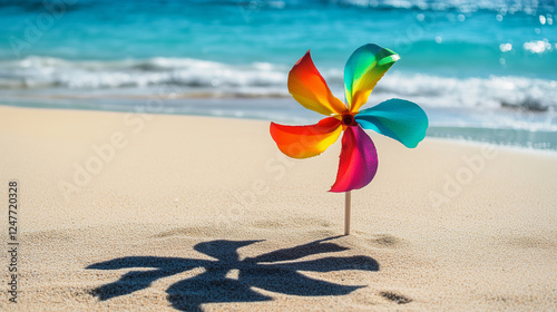 beach ball on tropical beach pinwheel