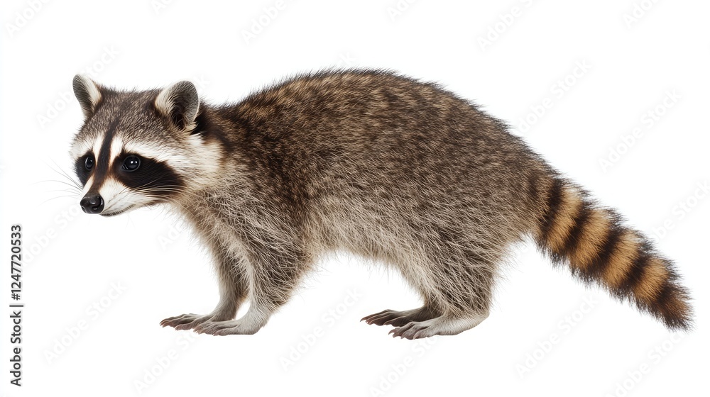 Fototapeta premium Adorable Raccoon isolated on white background studio shot posing