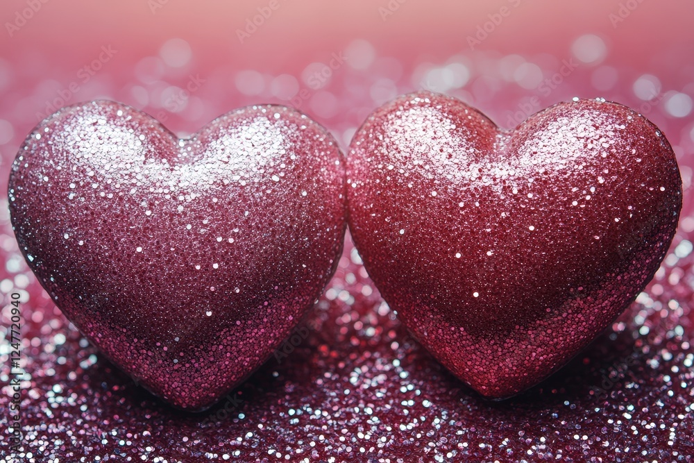 Obraz premium Two interlocking hearts on a pink background symbolizing love and affection in a romantic setting