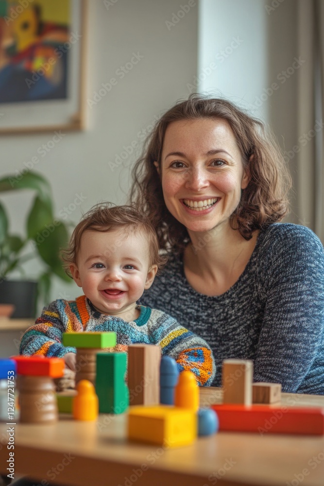 Mother and Toddler Bonding at Home with Toys, Nurturing Growth, Love, and Sensory Learning in a Warm Family Environment Mother and Toddler Bonding at Home with Toys, Nurturing Growth, Love, and Sensory Learning in a Warm Family Environment