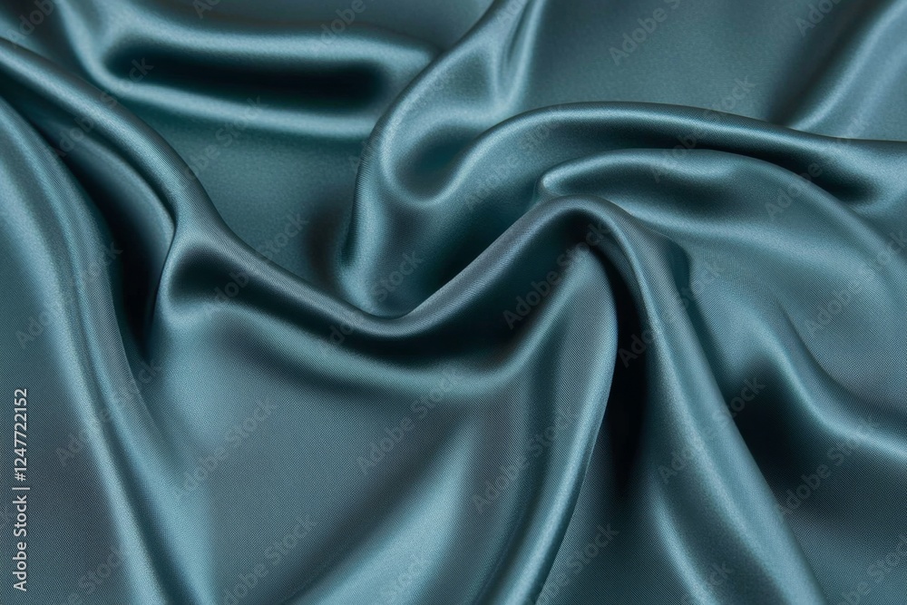 Obraz premium Teal silk fabric drapes, studio backdrop, elegant texture, design