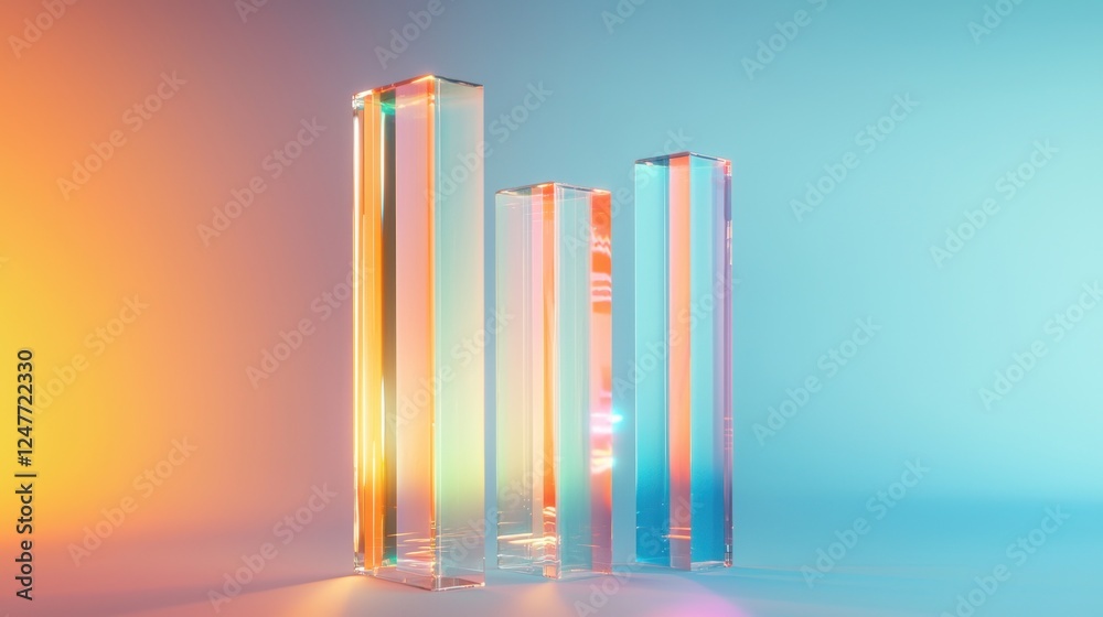 Obraz premium Futuristic 3D bar graph with transparent acrylic texture
