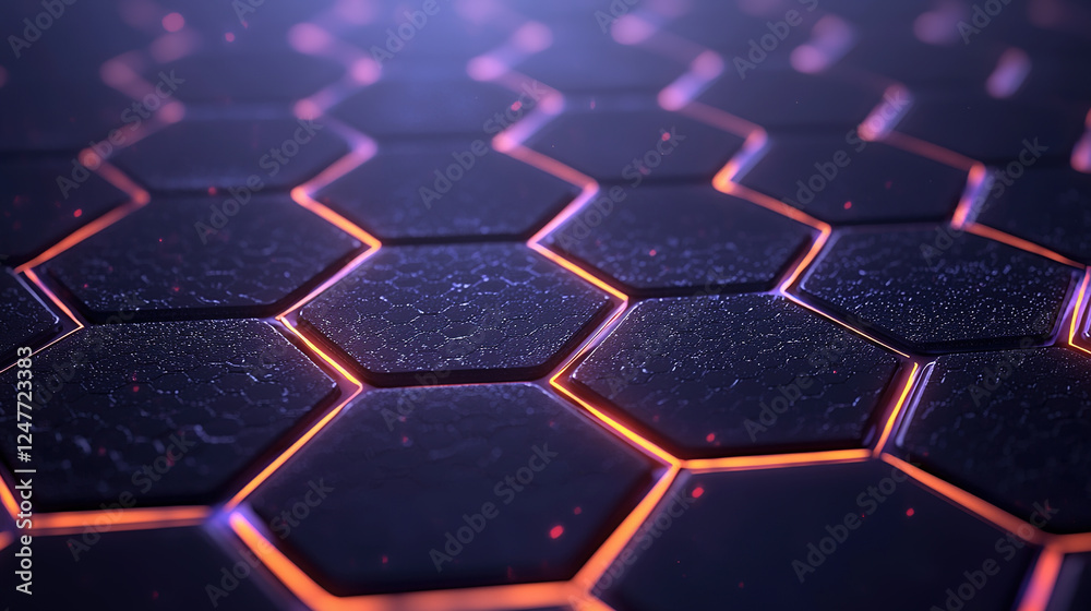 Obraz premium digital hexagon, abstract background, glowing hexagonal pattern, high-tech effect --quality 2 