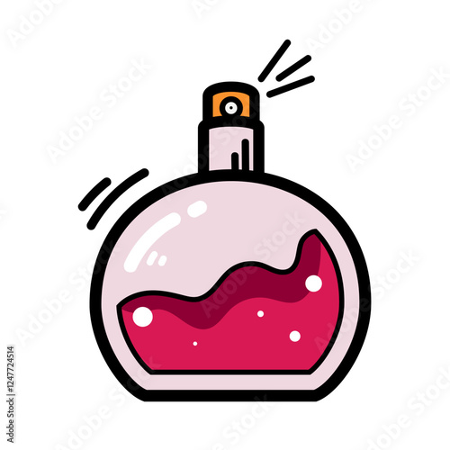 Parfume bottle Symbol of love for Valentine's day, birthday, wedding. For scrapbooking, postcards, wrapping paper, fabrics, wallpaper. Cartoon flat style.
