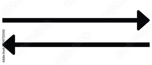 long arrow vector icon. double side left and right  straight Horizontal long arrow icon. flat style long arrow vector illustration.