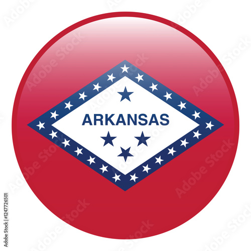 Arkansas state flag. Arkansas state circle flag 3d logo icon computer vector illustration design