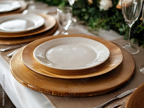 Elegant table setting with charger plates for a special occasion dining