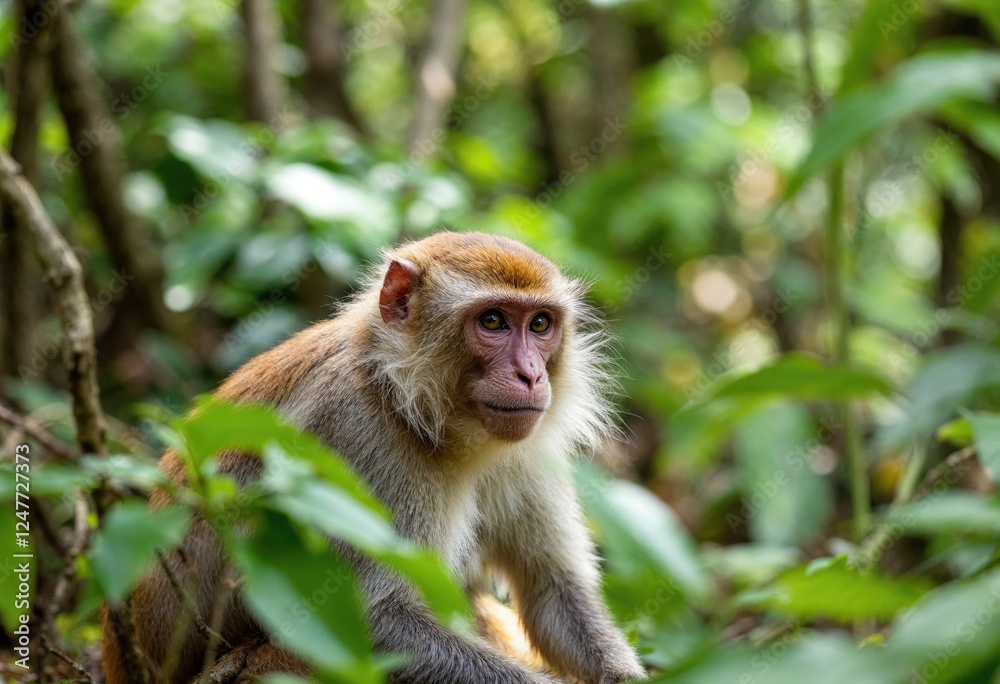 monkey in the jungle. natural habitat close up