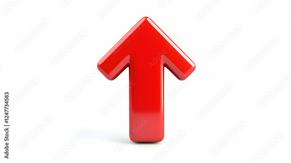 Red Upward Arrow 3D Graphic Isolated Red Upward Arrow 3D Graphic Isolated