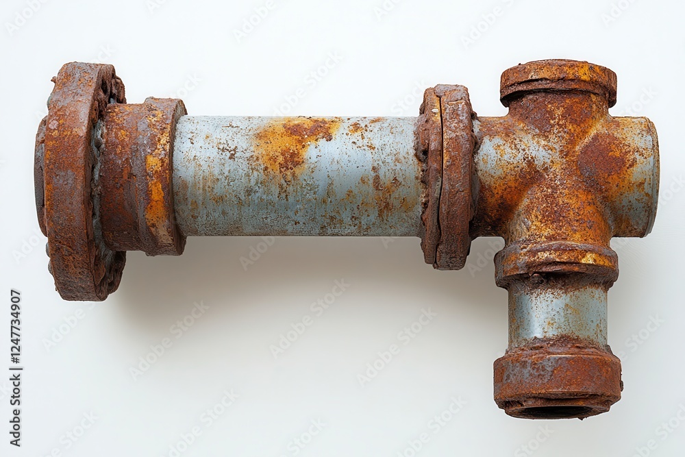 Rusty Industrial Pipe with Corrosion on a Plain Background for Mechanical Engineering Use Rusty Industrial Pipe with Corrosion on a Plain Background for Mechanical Engineering Use