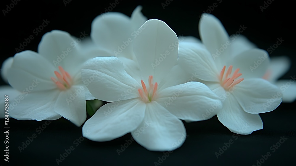 Fototapeta premium Delicate White Flowers Bloom Dark Background