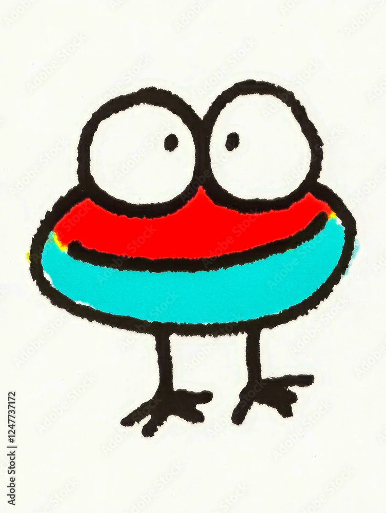 Colorful cartoon frog character with big eyes and playful expression Colorful cartoon frog character with big eyes and playful expression