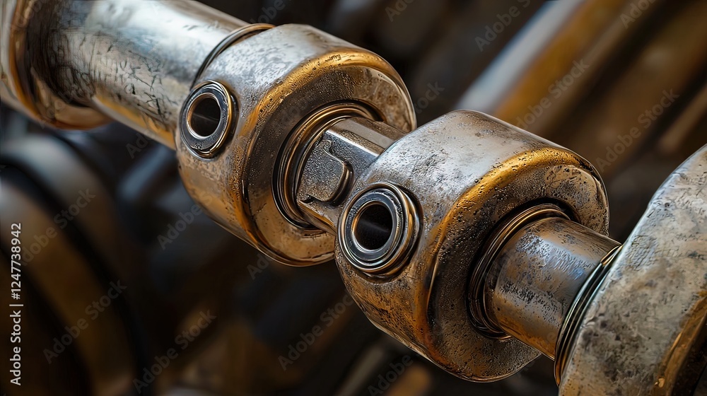 Close-up of metallic industrial machinery components, showing intricate details and textures. Close-up of metallic industrial machinery components, showing intricate details and textures.