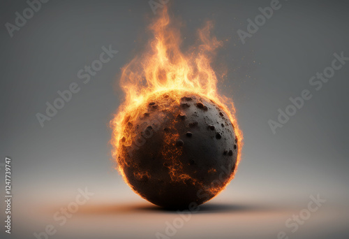 vfx burning compositing background transparent ball element isolated round object circle bowl basketball baseball sport illustration sphere orb globe spheroid cinematic effect flames burn fiery hot