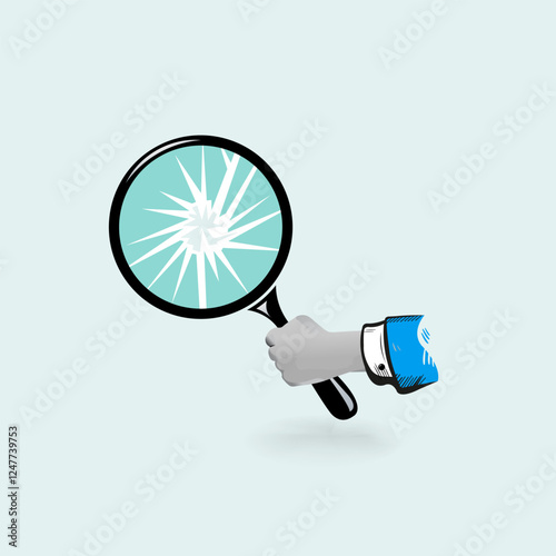 Shattered Magnifying Glass Handheld Broken Inspection Probe