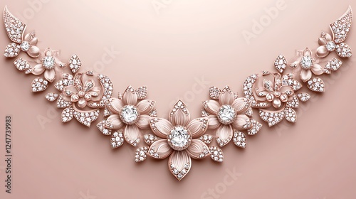 Wallpaper Mural Elegant Rose Gold Necklace with Diamond Flowers Torontodigital.ca