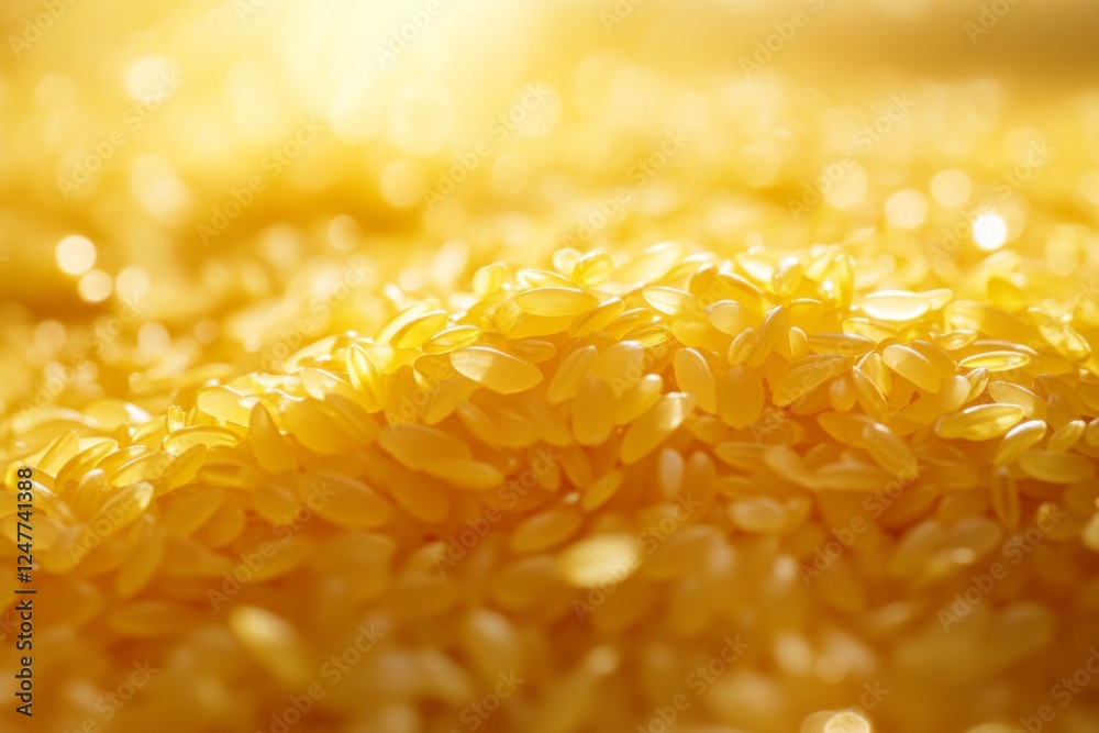 Macro of golden rice grains illuminated by sunlight Macro of golden rice grains illuminated by sunlight
