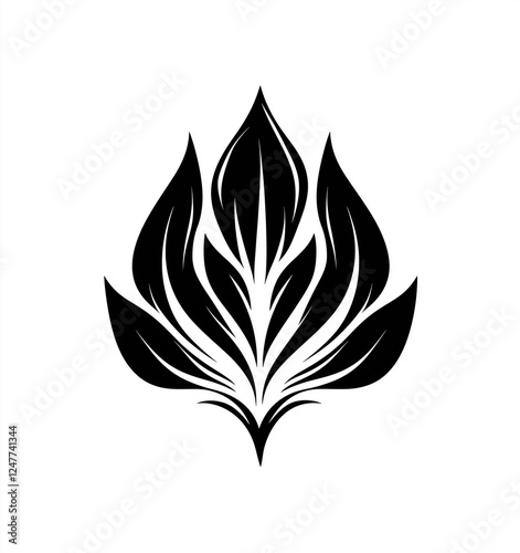 Obraz na płótnie black flower fire logo vector illustration of an abstract leaf w salonie