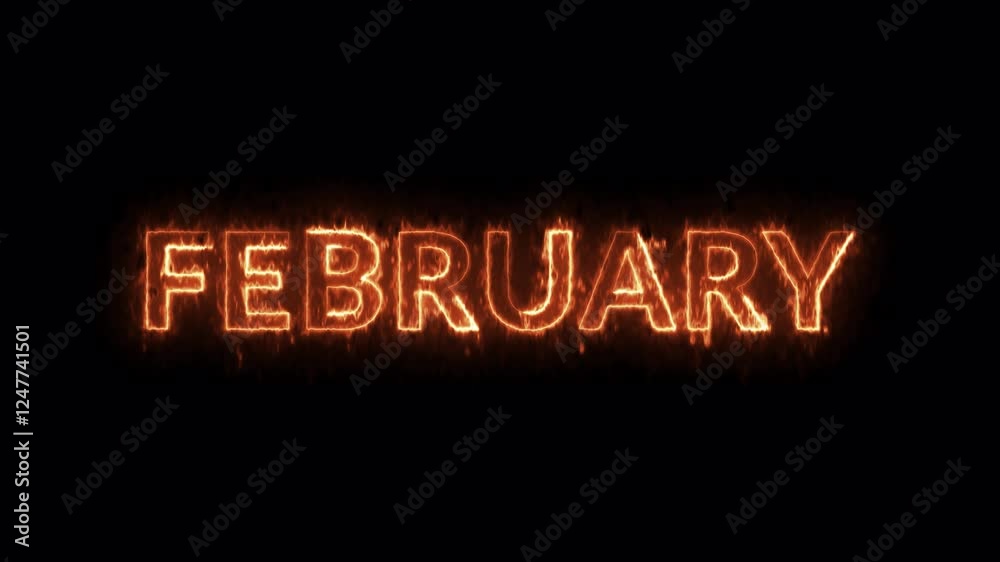 Stunning Hot Fire February Text Animation Made From Glowing Neon Lines On Dark Background With Vibrant Colors And Smooth Transitions, February neon hot fire text. Stunning Hot Fire February Text Animation Made From Glowing Neon Lines On Dark Background With Vibrant Colors And Smooth Transitions, February neon hot fire text.