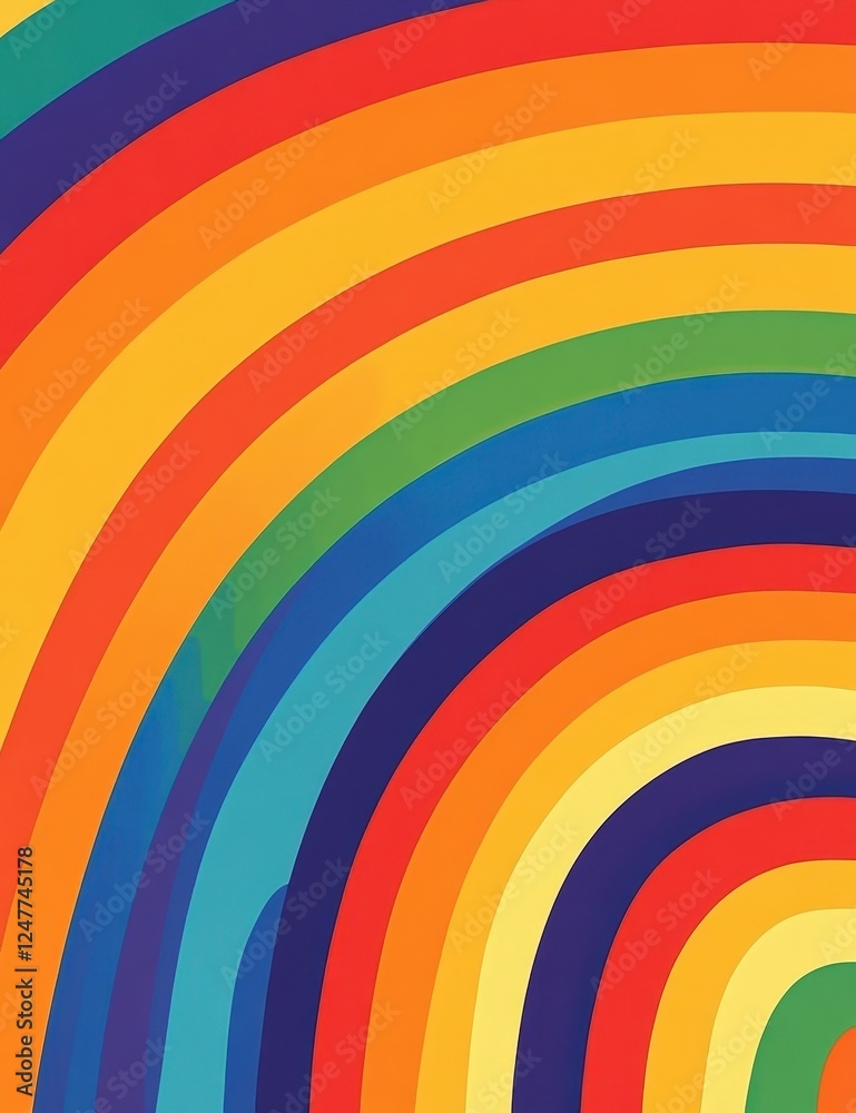 Fototapeta premium Vibrant Abstract Rainbow Pattern with Colorful Stripes and Arcs