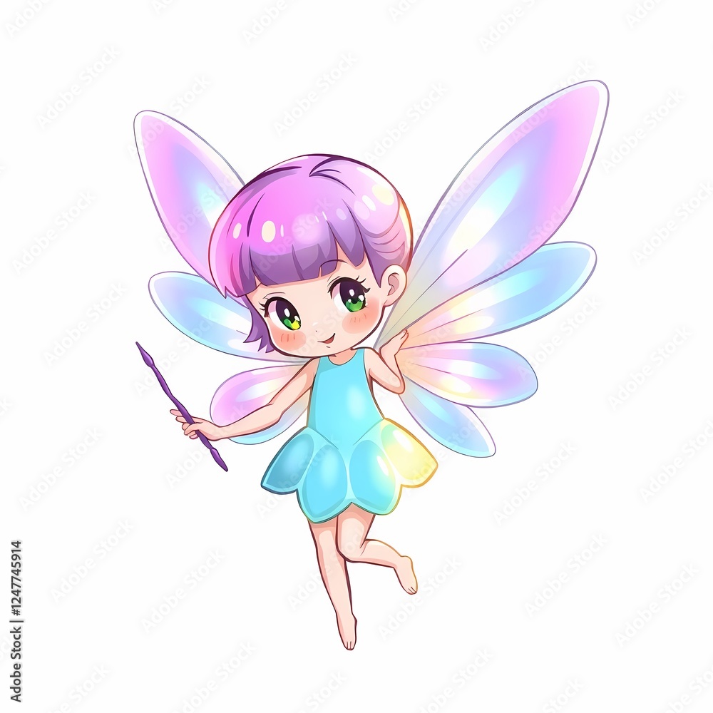 Whimsical Fairy with Wand: A charming anime-style fairy with iridescent wings, a wand in hand, and a playful expression, ready to sprinkle magic on your designs. Whimsical Fairy with Wand: A charming anime-style fairy with iridescent wings, a wand in hand, and a playful expression, ready to sprinkle magic on your designs.