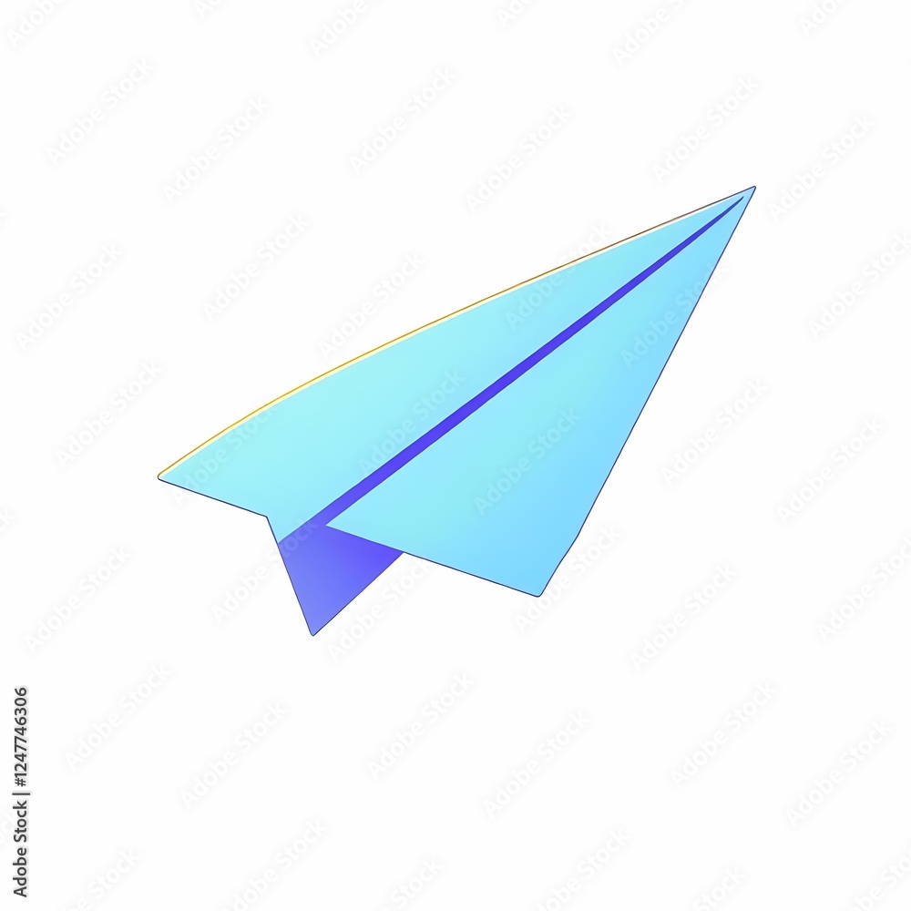 Fototapeta premium Pastel Paper Airplane Soaring: A vibrant, pastel-colored paper airplane takes flight, symbolizing dreams, journeys, and the boundless possibilities that await.