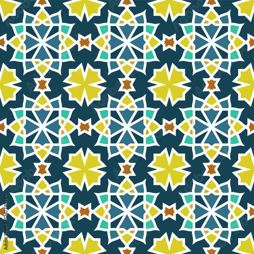 Elegant Islamic geometric pattern, ideal for web backgrounds and festive decorations.