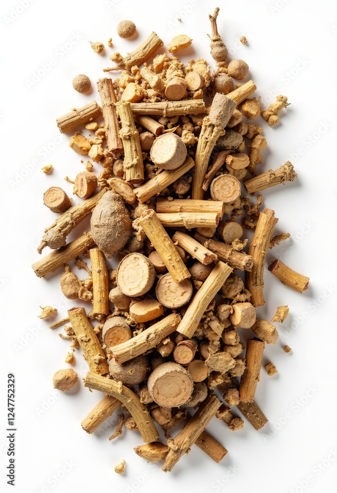 custom made wallpaper toronto digitalDried Medicinal Herbs and Roots Still Life on White Background