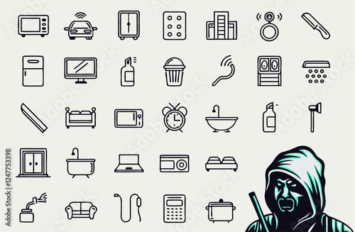 Premium Home & Appliance Vector Icons: 30+ Modern Line Icons.