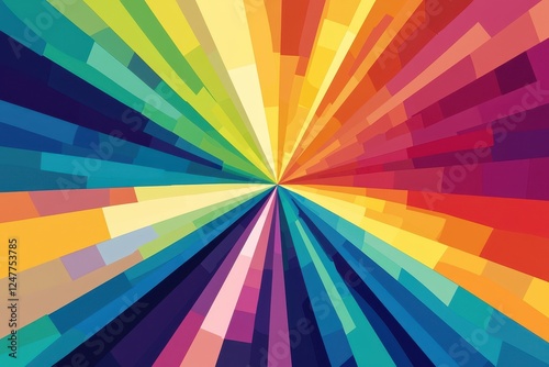 Abstract Rainbow Burst Colorful Radiating Pattern