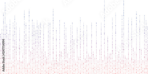 Binary code zero one abstract matrix white background with binary computer code.