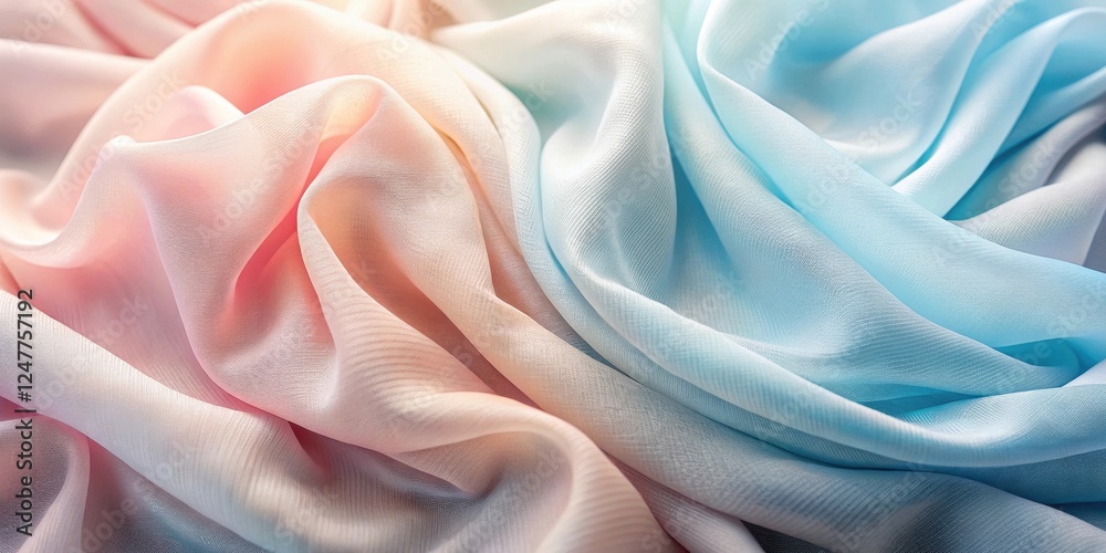 Obraz premium Soft Pastel Draped Fabric in Delicate Hues, a Textured Background of Smooth, Flowing Silk-Like Material with a Subtle Gradient