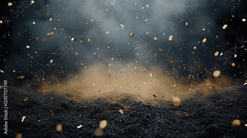 Dust and Embers: A Dramatic Digital Painting of Volcanic Ashfall AI Generated photo