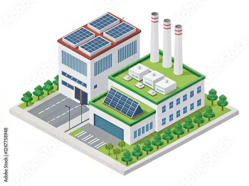 vector isometric building factory 