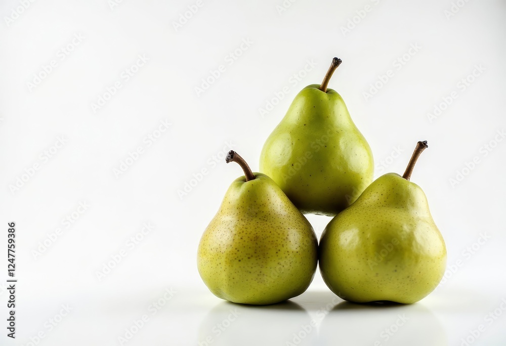 Stack of Three Fresh Green Pears on White Background Stack of Three Fresh Green Pears on White Background