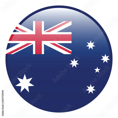 Australia flag. Australia circle flag logo icon computer vector illustration design. 3d flag.