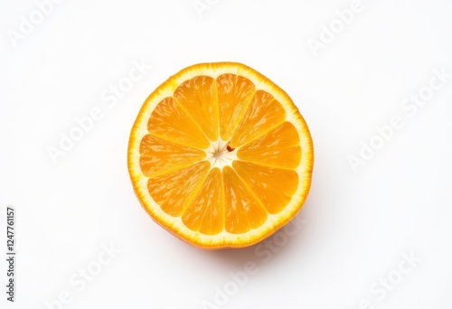 Vibrant Slice of Citrus Fruit on a White Background
