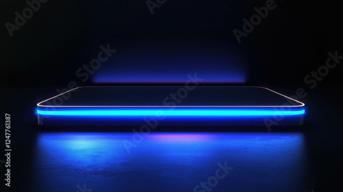 Wallpaper Mural Smooth 3D Platform with Glowing Neon Lights in Dark Background for Product Display or Showcase Torontodigital.ca