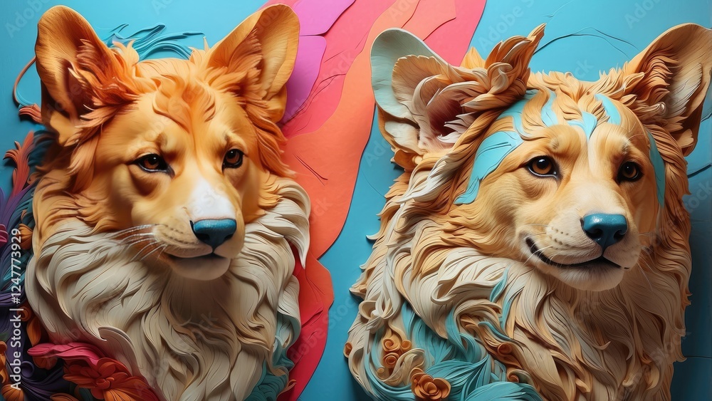 Naklejka premium 2. Anaglyph Print Effect Poster Design Mockup