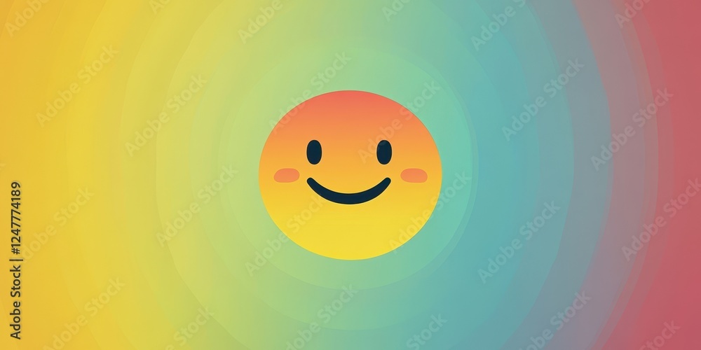 Happy Smiling Face on Colorful Circular Background