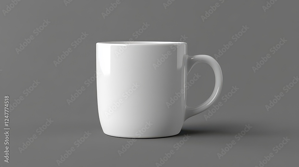 Obraz premium Blank White Mug Mockup on Gray Background