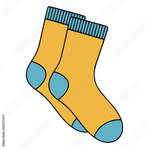 yellow socks warm fashion flat color vector illustration template design