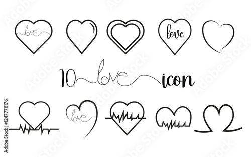 love shape heart line art vactor logo type.