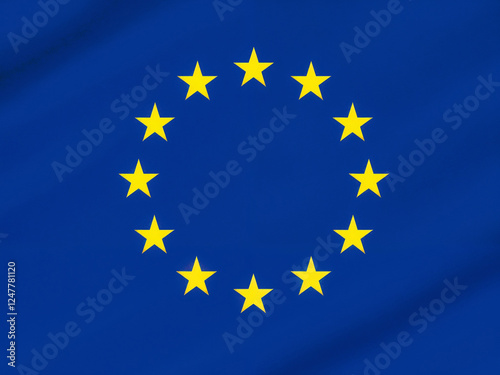 European Union flag displays twelve stars on blue symbolizing unity and identity of Europe