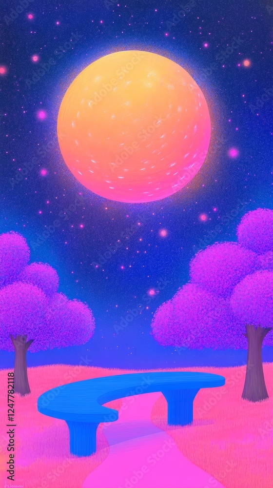 Naklejka premium illustration, silhouette, woman, vector, moon, sky, night, design, party, love, star, people, music, light, stars, sea, art, christmas, dance, holiday, beauty, water