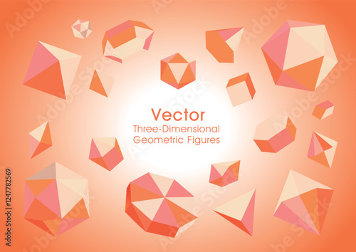 Isolated geometry, three-dimensional shapes. Variety. vector