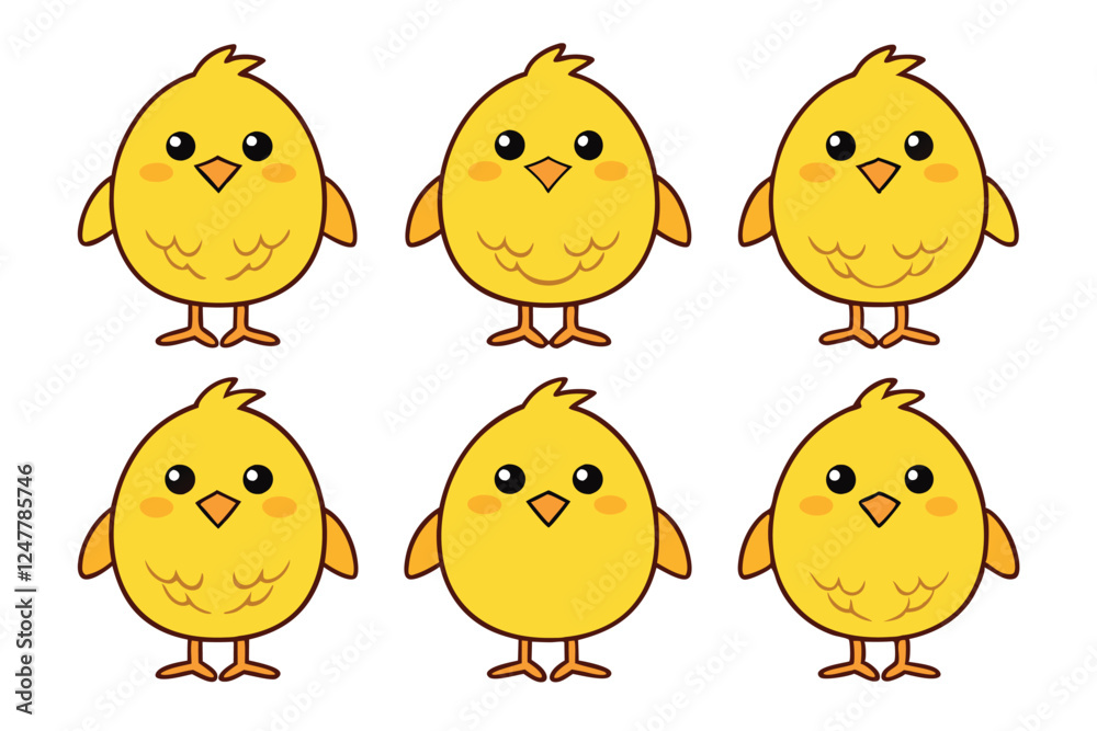 A Bundle of Cute Yellow chick vector cartoon illustration Easter day A Bundle of Cute Yellow chick vector cartoon illustration Easter day