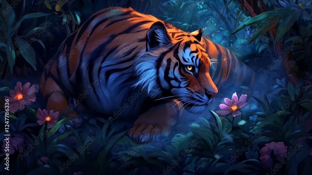 custom made wallpaper toronto digitalMajestic Tiger in the Mystical Night Jungle